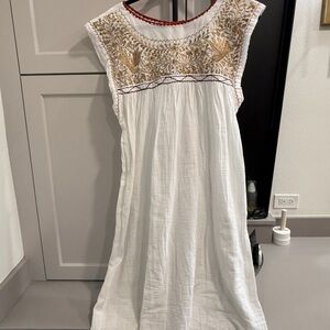 White Embroidered Sleeveless Dress